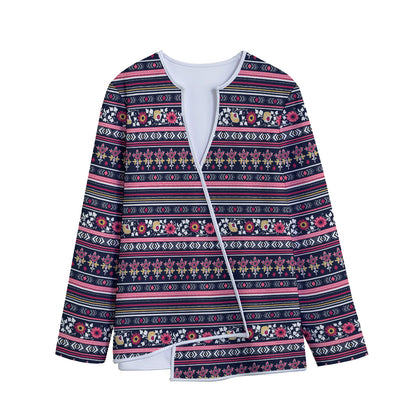 Floral Ethnic Pattern Print Long Sleeve Short Coat