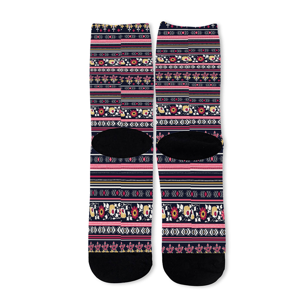Floral Ethnic Pattern Print Long Socks