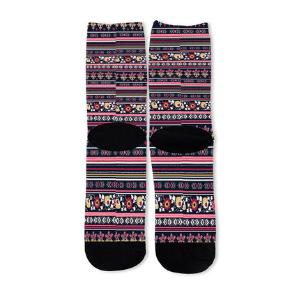 Floral Ethnic Pattern Print Long Socks