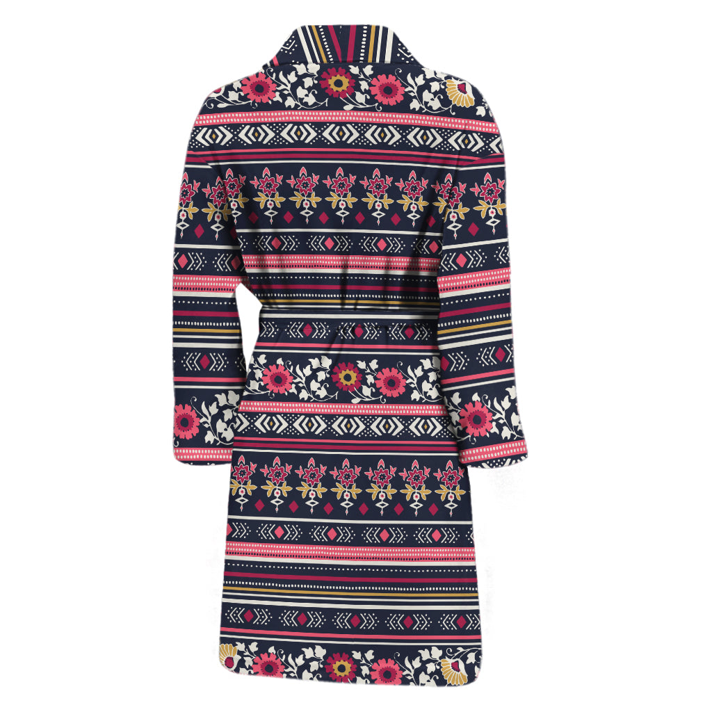 Floral Ethnic Pattern Print Men's Bathrobe
