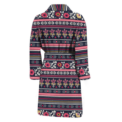 Floral Ethnic Pattern Print Men's Bathrobe