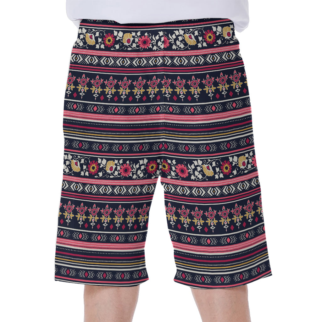 Floral Ethnic Pattern Print Men's Beach Shorts