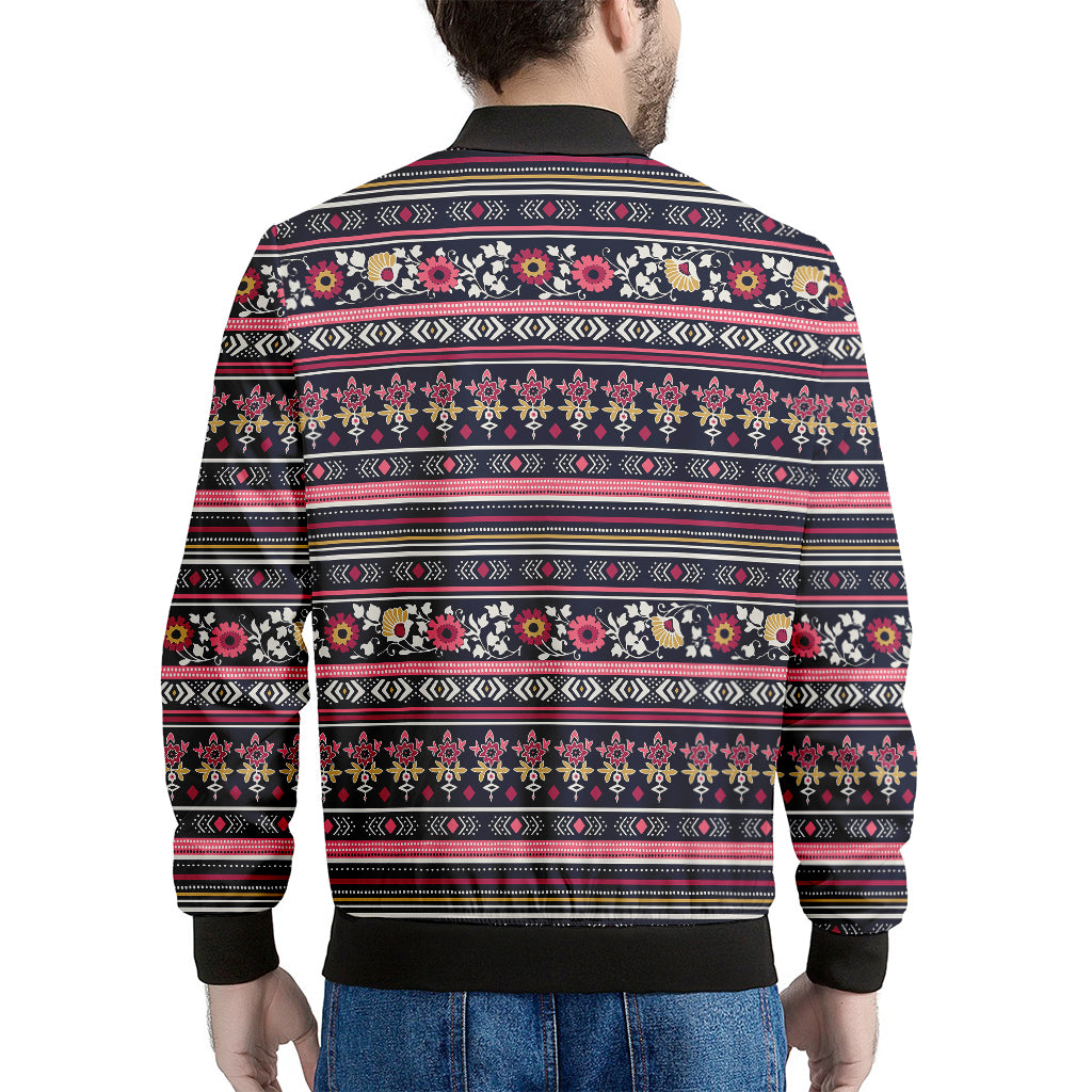 Floral Ethnic Pattern Print Men's Bomber Jacket