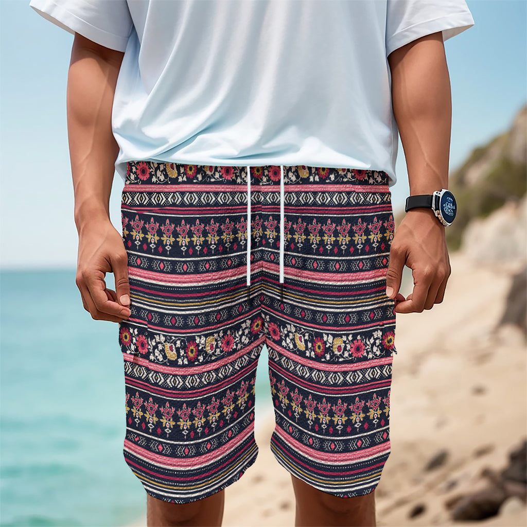 Floral Ethnic Pattern Print Men's Cargo Shorts