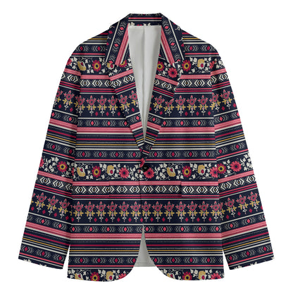 Floral Ethnic Pattern Print Men's Cotton Blazer
