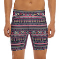 Floral Ethnic Pattern Print Men's Long Boxer Briefs