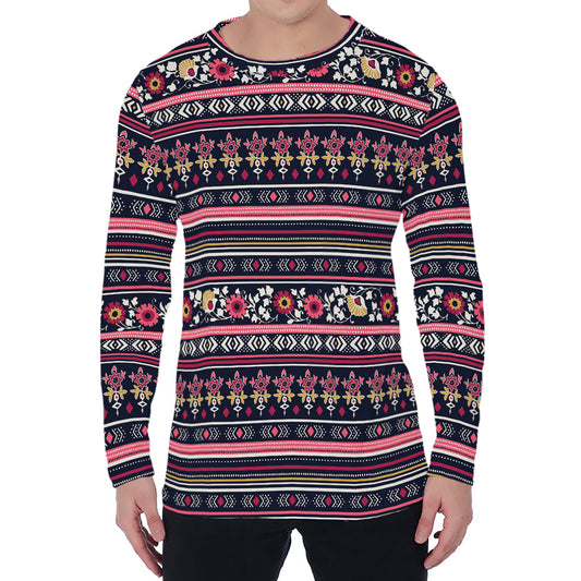 Floral Ethnic Pattern Print Men's Long Sleeve T-Shirt