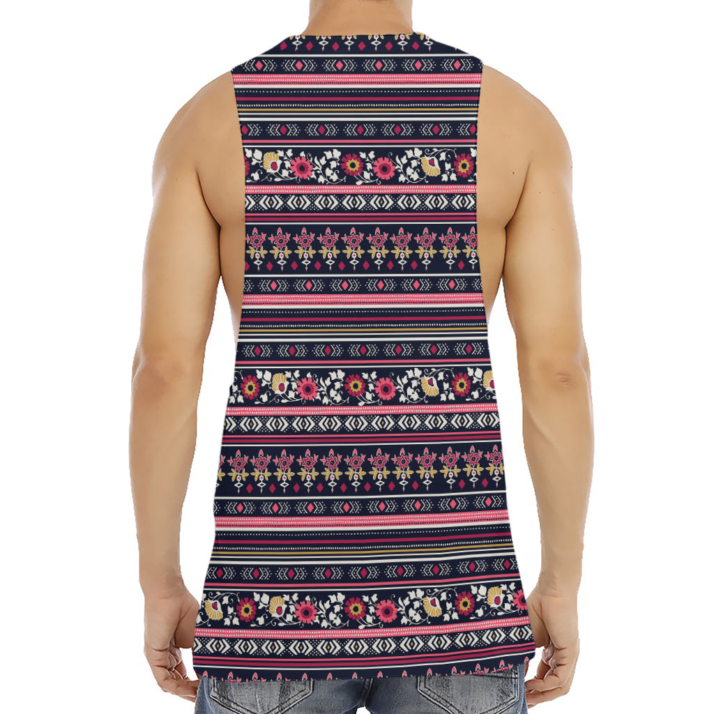 Floral Ethnic Pattern Print Men's Muscle Tank Top