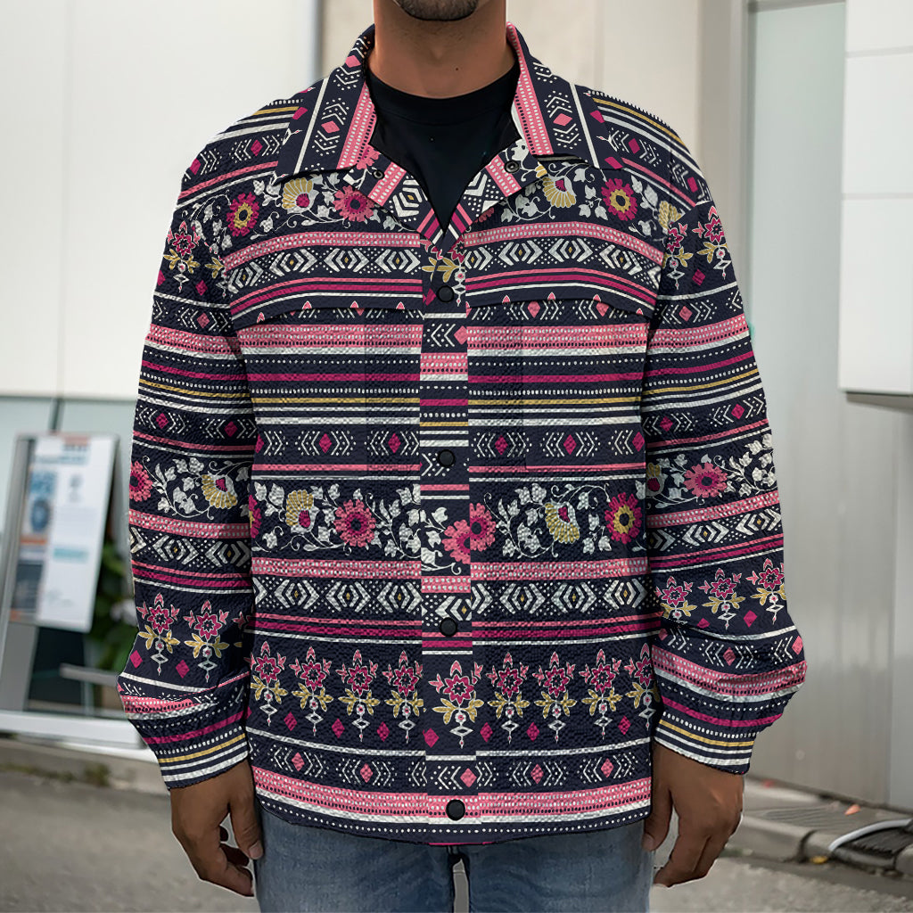 Floral Ethnic Pattern Print Men's Shirt Jacket