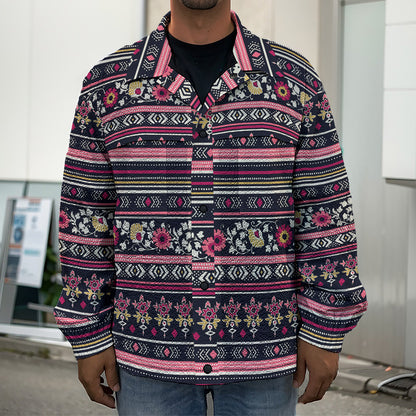 Floral Ethnic Pattern Print Men's Shirt Jacket