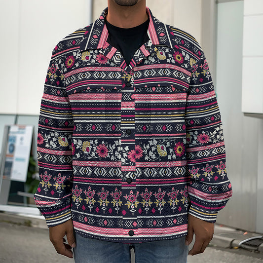 Floral Ethnic Pattern Print Men's Shirt Jacket