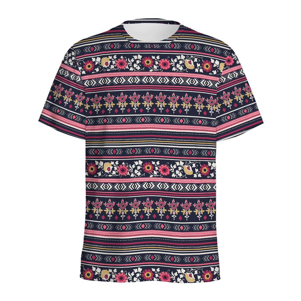 Floral Ethnic Pattern Print Men's Sports T-Shirt