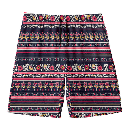 Floral Ethnic Pattern Print Men's Swim Trunks
