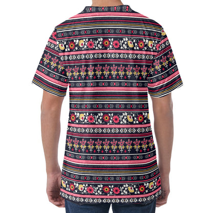 Floral Ethnic Pattern Print Men's Velvet T-Shirt