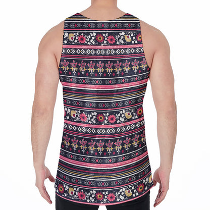 Floral Ethnic Pattern Print Men's Velvet Tank Top