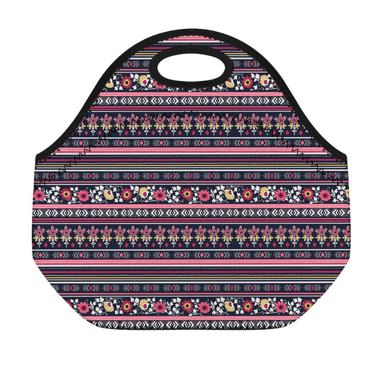 Floral Ethnic Pattern Print Neoprene Lunch Bag
