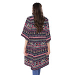 Floral Ethnic Pattern Print Open Front Beach Cover Up