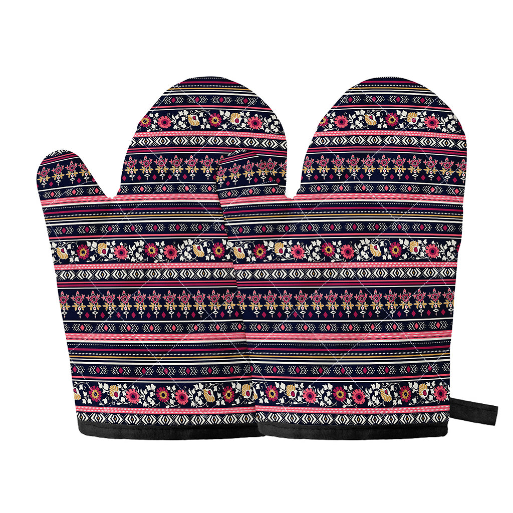 Floral Ethnic Pattern Print Oven Mitts