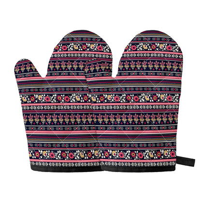 Floral Ethnic Pattern Print Oven Mitts