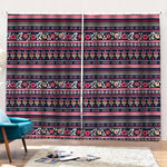 Floral Ethnic Pattern Print Pencil Pleat Curtains