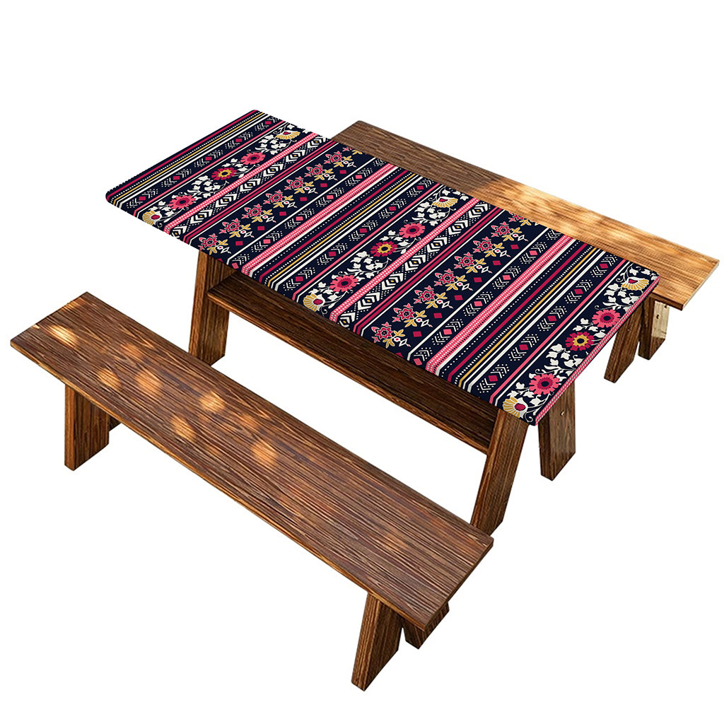 Floral Ethnic Pattern Print Picnic Table Cover