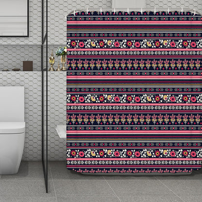 Floral Ethnic Pattern Print Polyester Shower Curtain