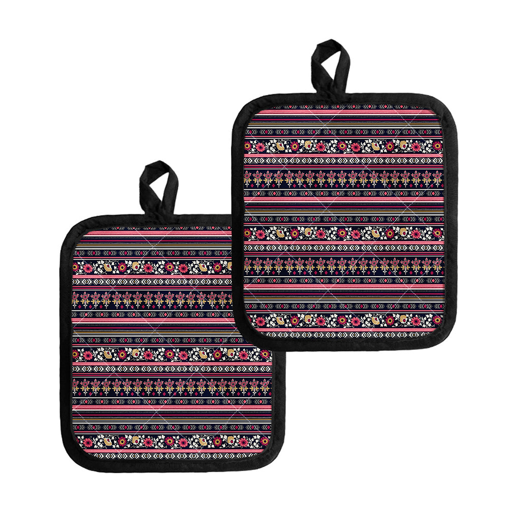 Floral Ethnic Pattern Print Pot Holders