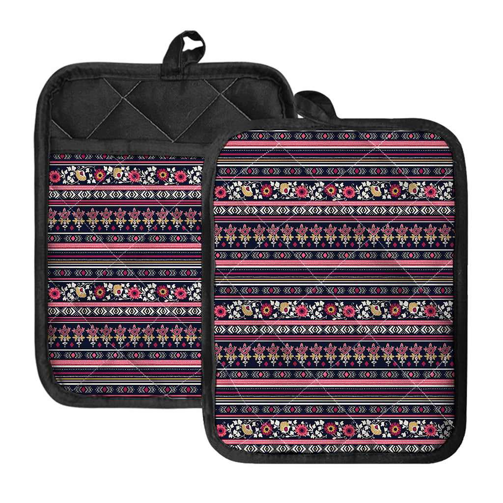 Floral Ethnic Pattern Print Pot Holders With Pocket