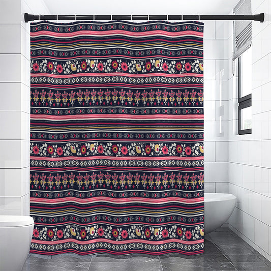 Floral Ethnic Pattern Print Premium Shower Curtain