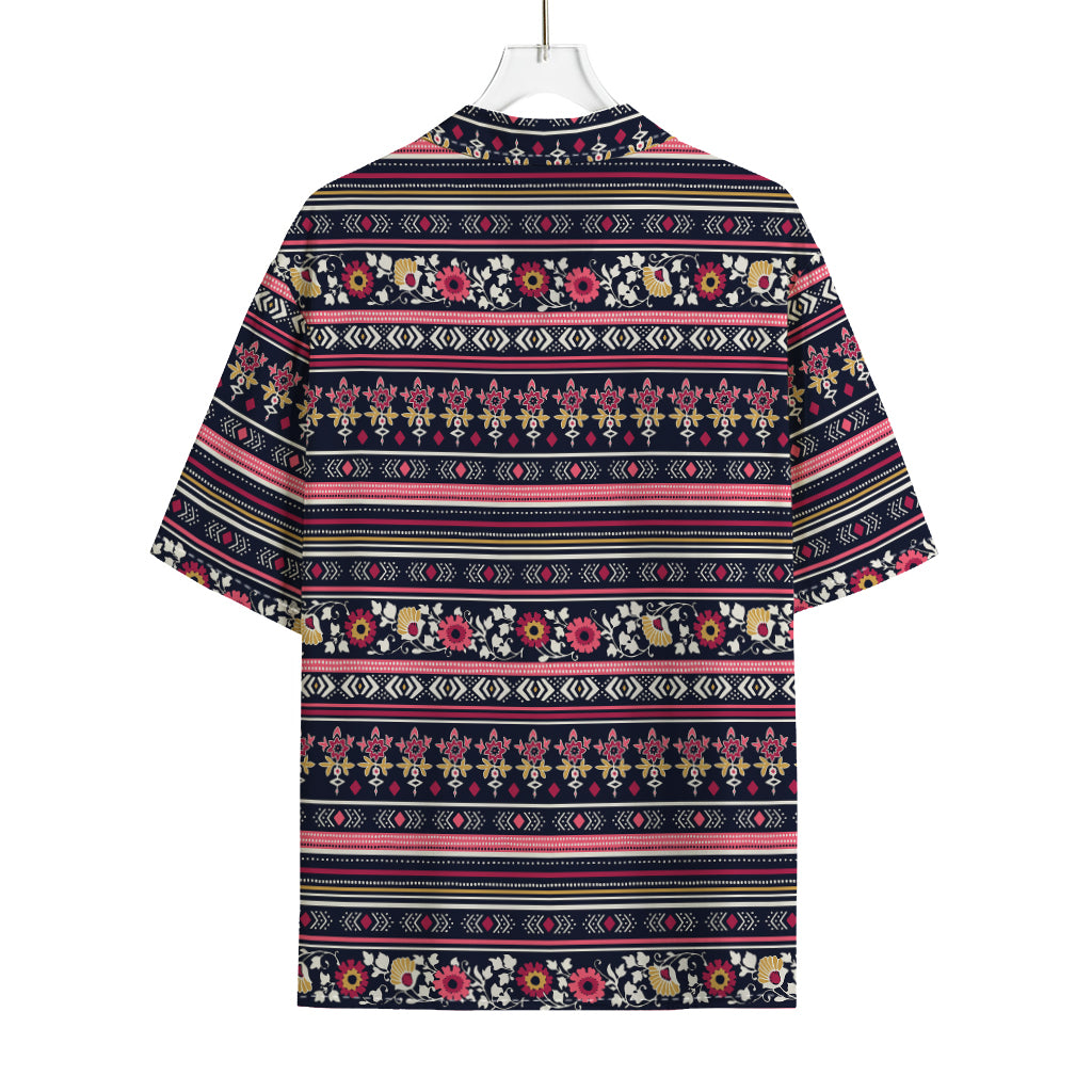 Floral Ethnic Pattern Print Rayon Hawaiian Shirt