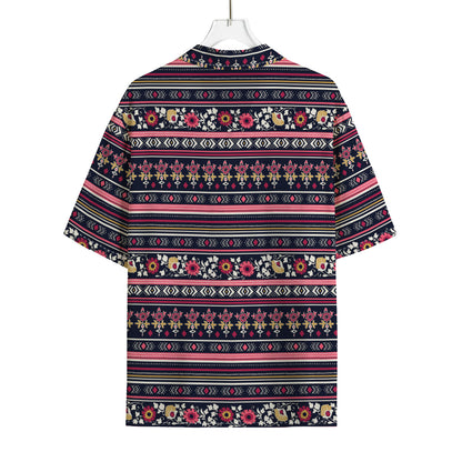 Floral Ethnic Pattern Print Rayon Hawaiian Shirt