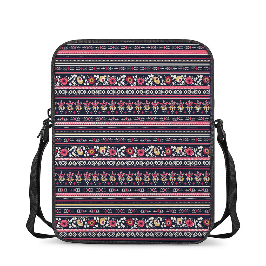 Floral Ethnic Pattern Print Rectangular Crossbody Bag