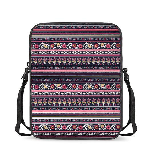 Floral Ethnic Pattern Print Rectangular Crossbody Bag