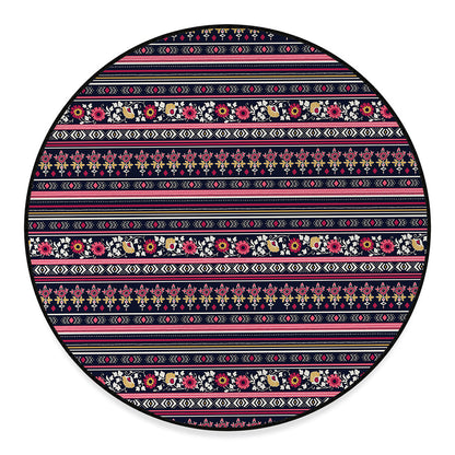 Floral Ethnic Pattern Print Round Floor Mat