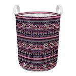 Floral Ethnic Pattern Print Round Laundry Basket