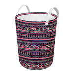 Floral Ethnic Pattern Print Round Laundry Basket