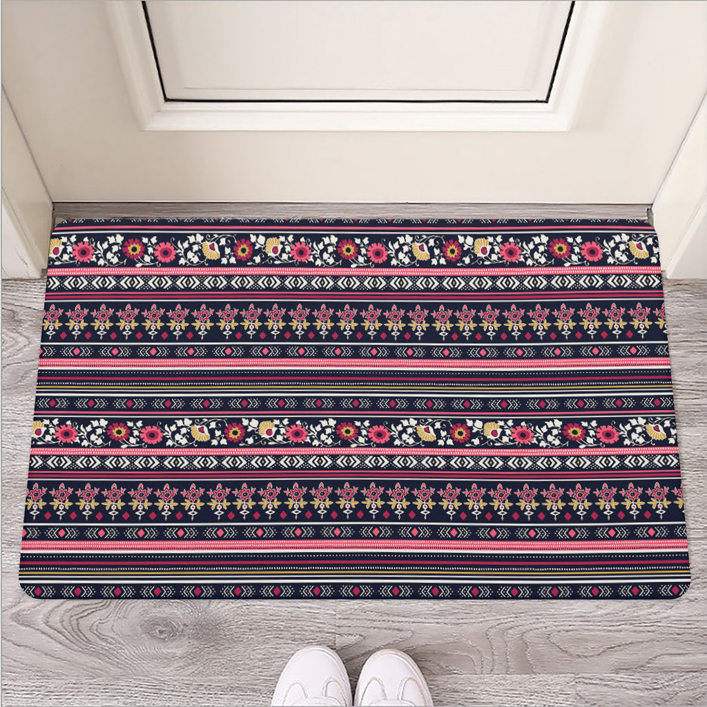 Floral Ethnic Pattern Print Rubber Doormat