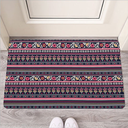 Floral Ethnic Pattern Print Rubber Doormat