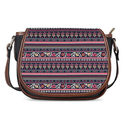 Floral Ethnic Pattern Print Saddle Bag