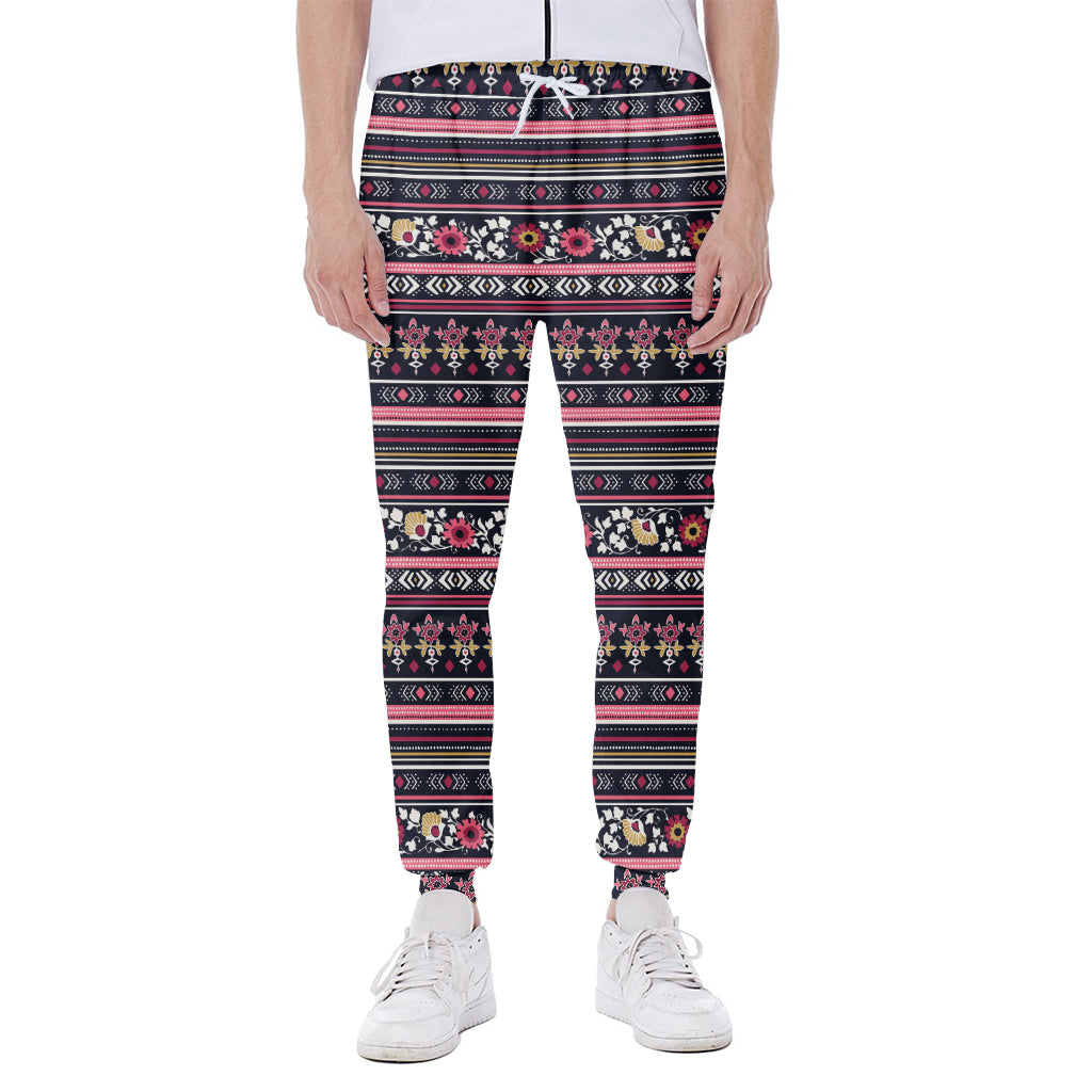 Floral Ethnic Pattern Print Scuba Joggers