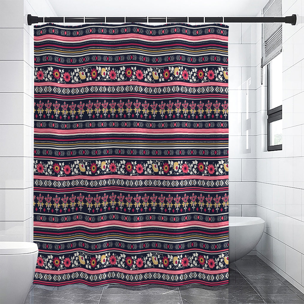 Floral Ethnic Pattern Print Shower Curtain