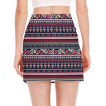 Floral Ethnic Pattern Print Side Slit Mini Skirt