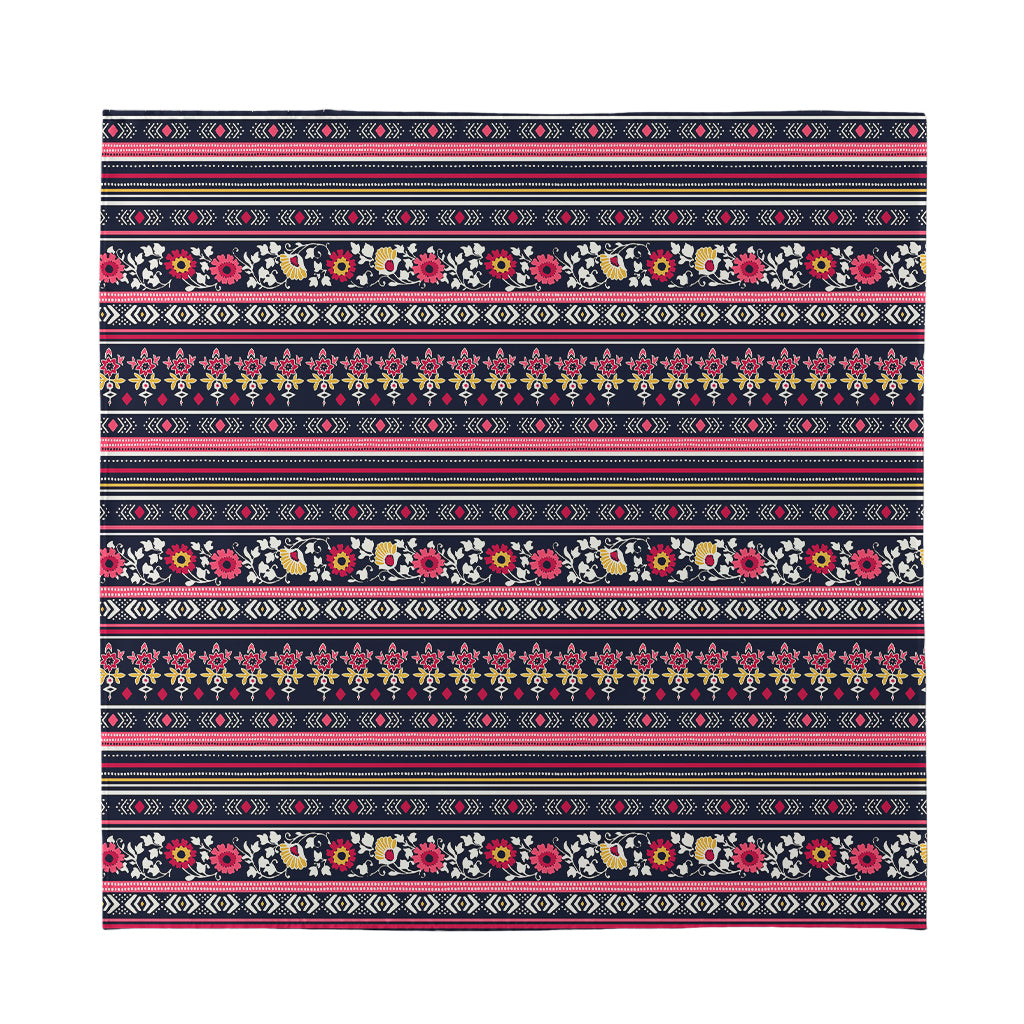 Floral Ethnic Pattern Print Silk Bandana