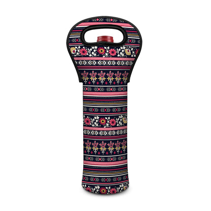 Floral Ethnic Pattern Print Single Neoprene Wine Tote
