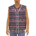 Floral Ethnic Pattern Print Sleeveless Baseball Jersey