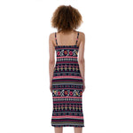 Floral Ethnic Pattern Print Slim Fit Midi Cami Dress