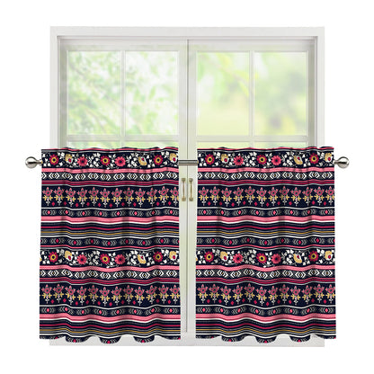 Floral Ethnic Pattern Print Tier Curtains