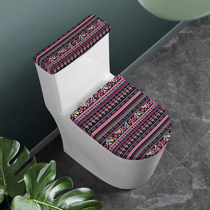 Floral Ethnic Pattern Print Toilet Lid And Tank Cover Set
