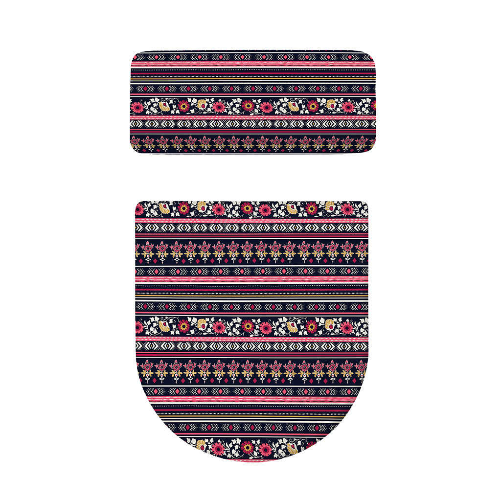 Floral Ethnic Pattern Print Toilet Lid And Tank Cover Set