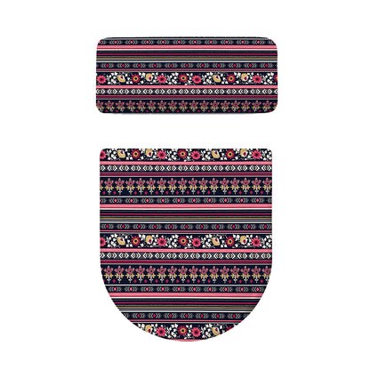 Floral Ethnic Pattern Print Toilet Lid And Tank Cover Set